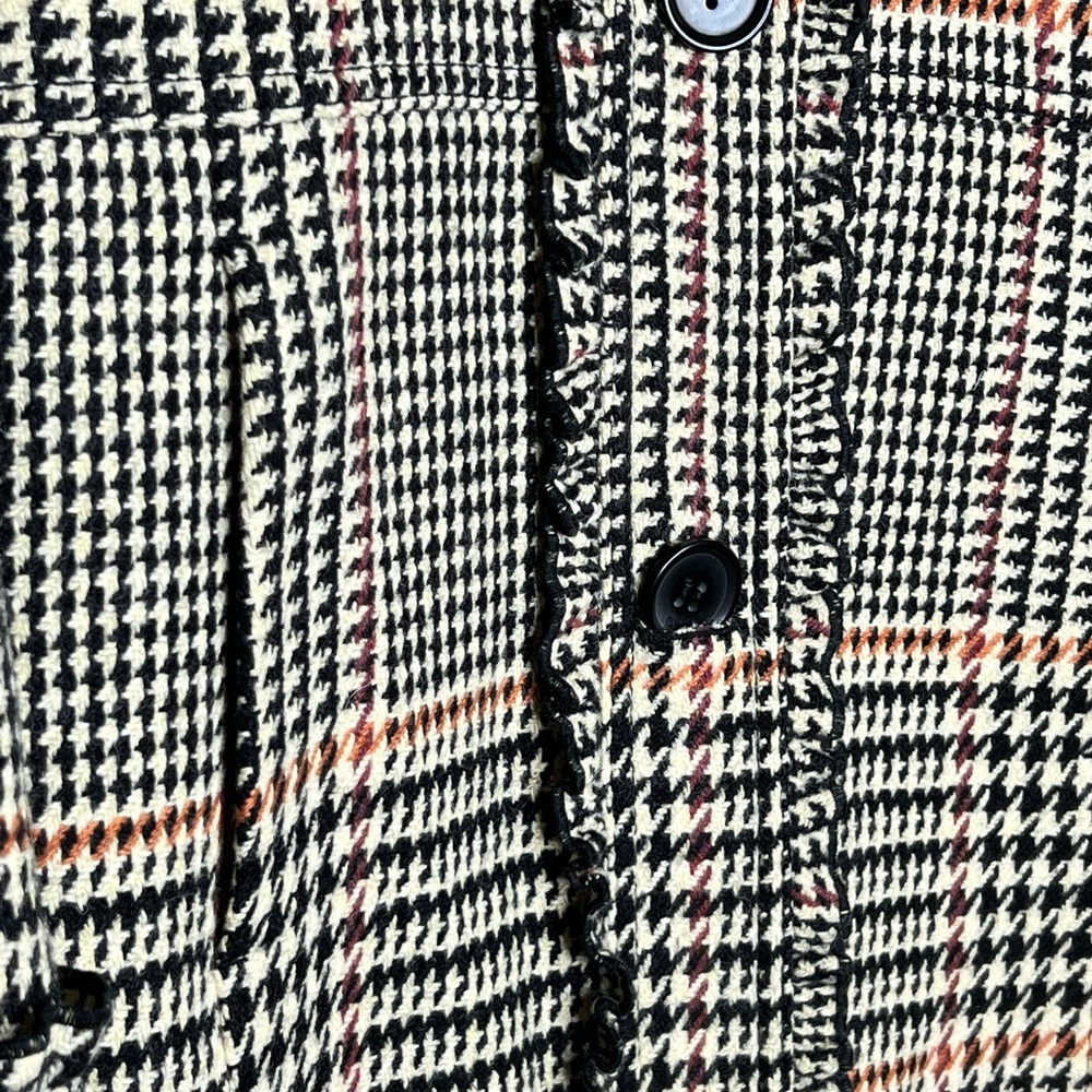 J. Crew Black and White Houndstooth Plaid Coat with Tan Accents. - Picture 4 of 8